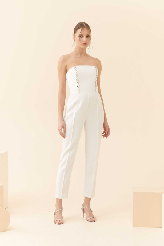 Taşlı Krep Tulum Kemik - 1