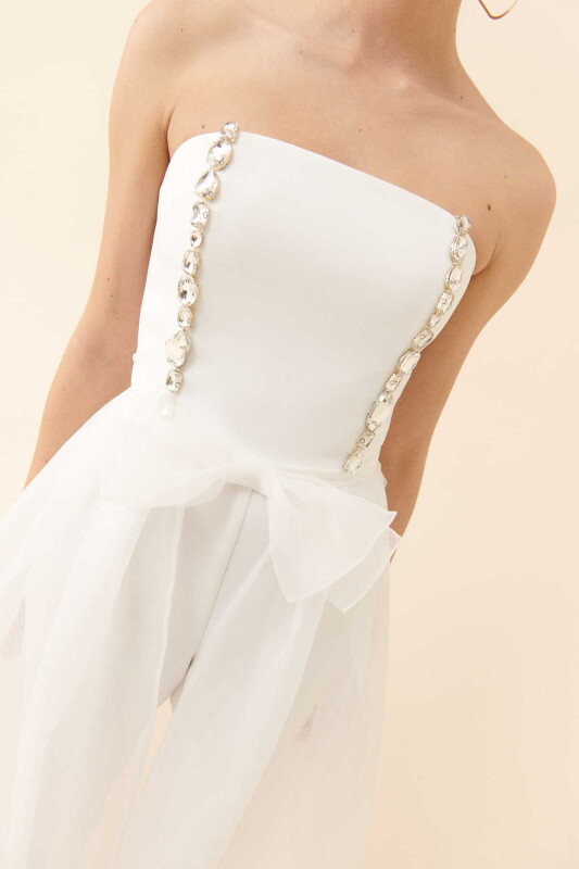 Taşlı Krep Tulum Kemik - 3