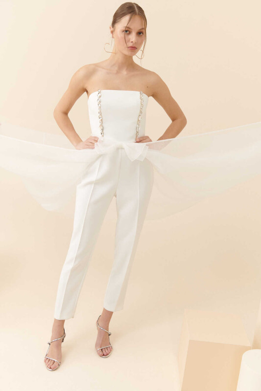 Taşlı Krep Tulum Kemik - 5