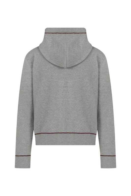  Çizgi Detaylı Triko Kadın Hırka Gri - 5