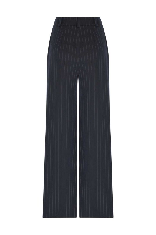 Çizgili Bol Paça Kadın Pantolon Standart Renk - 5