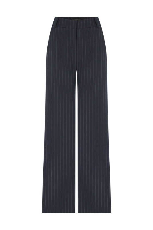 Çizgili Bol Paça Kadın Pantolon Standart Renk - 4