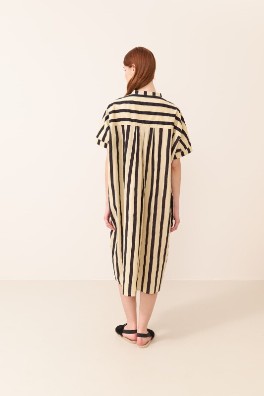 Çizgili Midi Boy Elbise Standart Renk - 2