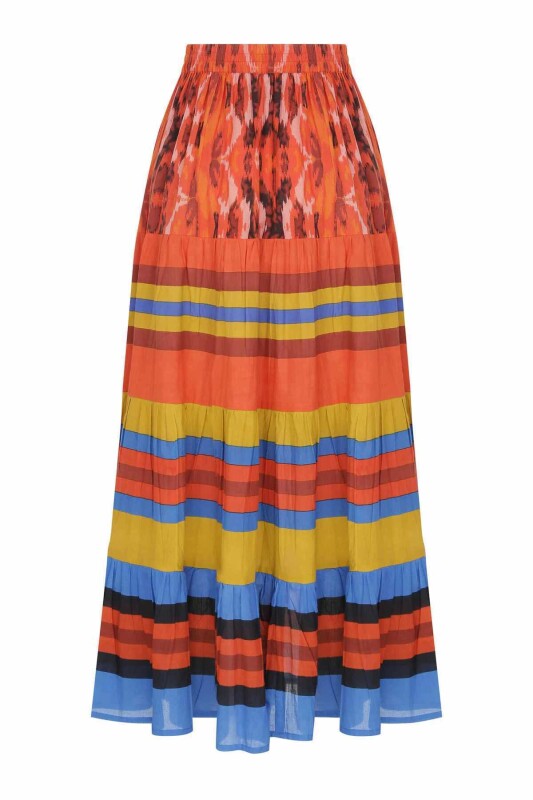 Çok Renkli Desenli Uzun Etek Standart Renk - 5