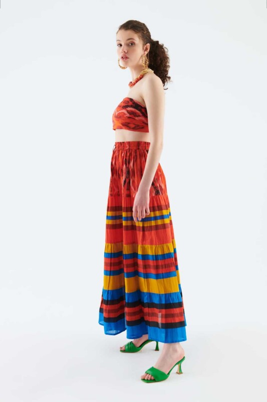 Çok Renkli Desenli Uzun Etek Standart Renk - 3