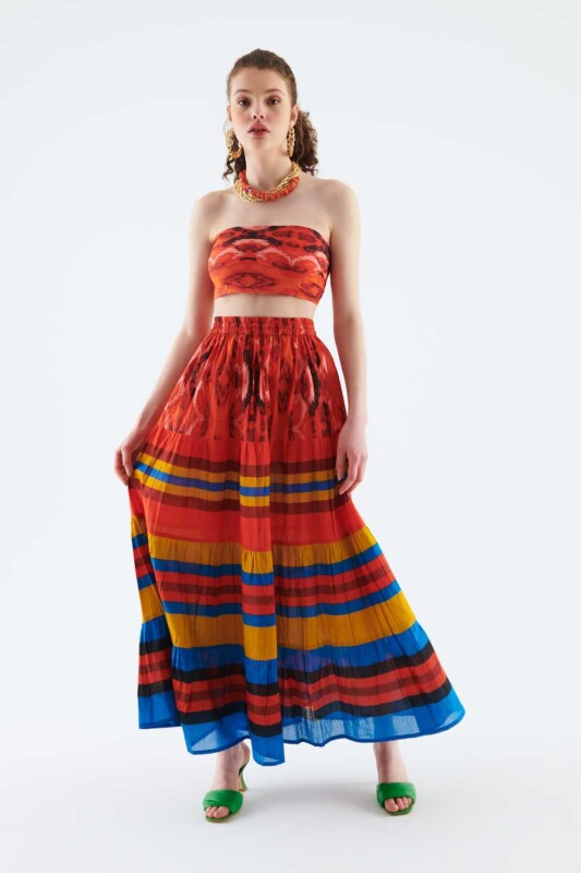 Çok Renkli Desenli Uzun Etek Standart Renk - 1