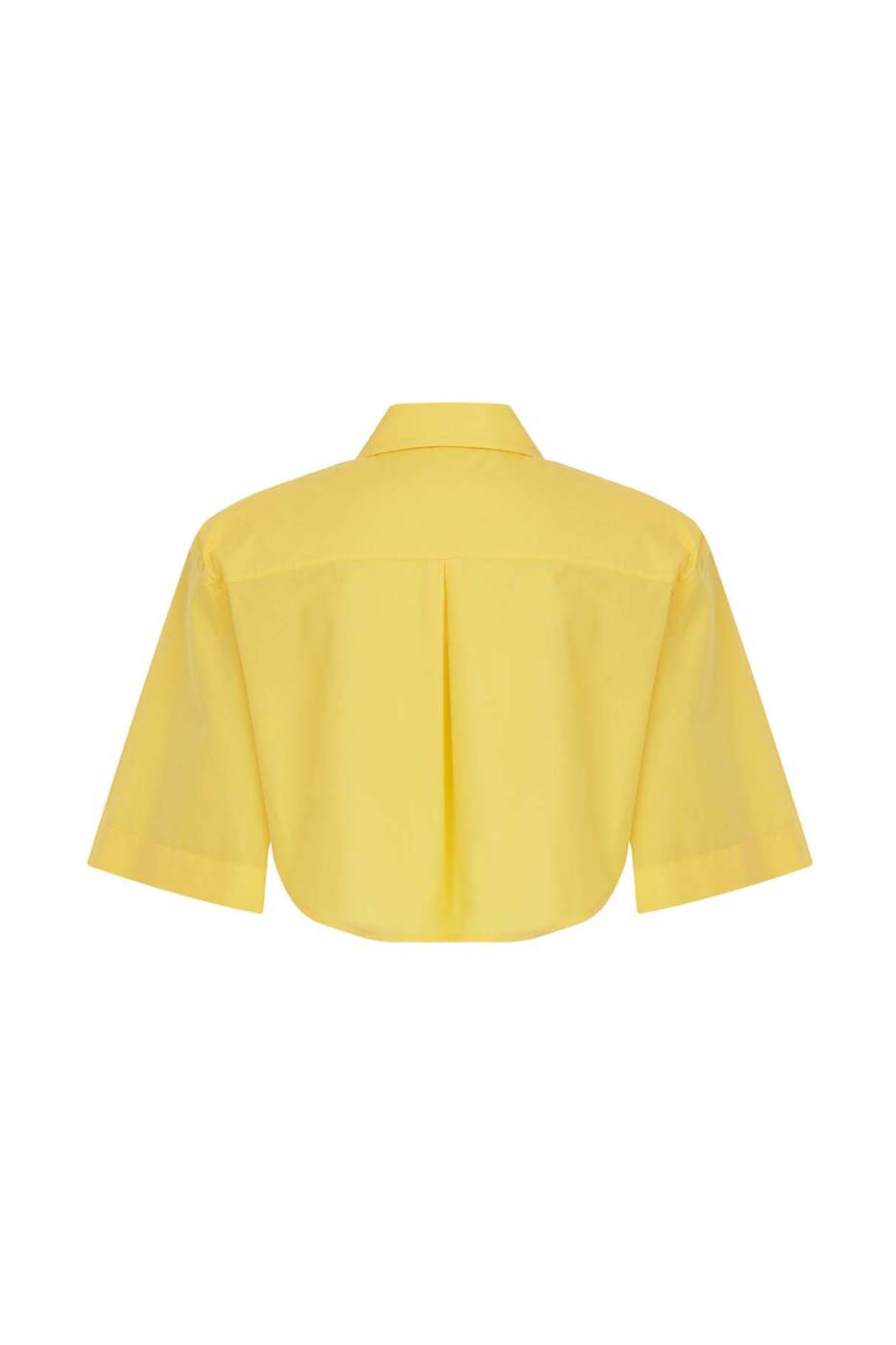  Crop Poplin Kadın Gömlek Sarı - 5