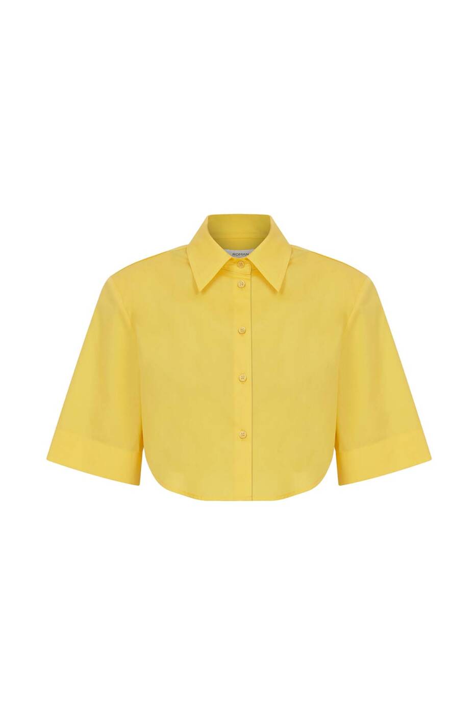  Crop Poplin Kadın Gömlek Sarı - 4