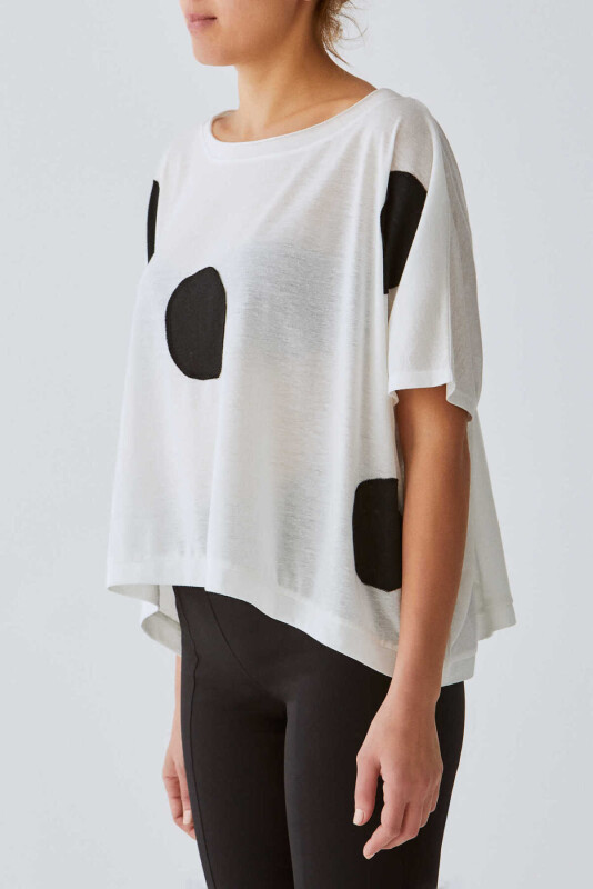 Daire Desenli T-shirt Standart Renk - 3