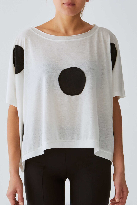 Daire Desenli T-shirt Standart Renk 