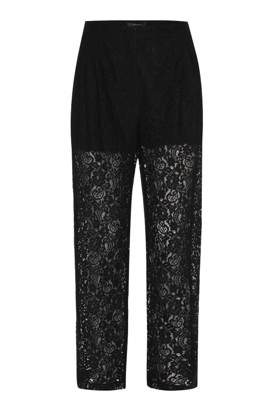 Dantel Detaylı Düz Paça Pantolon Siyah - 5