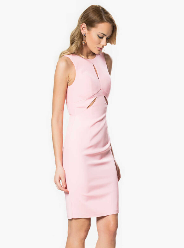 Dekolteli Elbise Pembe - 1