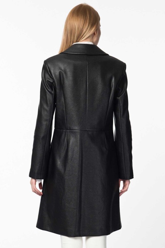  Deri Görünümlü Kaban Siyah - 2