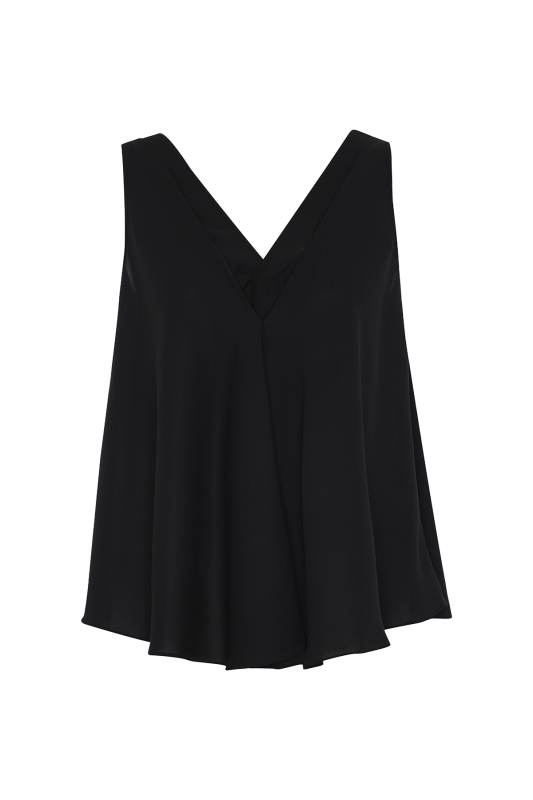 Derin V Yaka Kolsuz Bluz Siyah - 4
