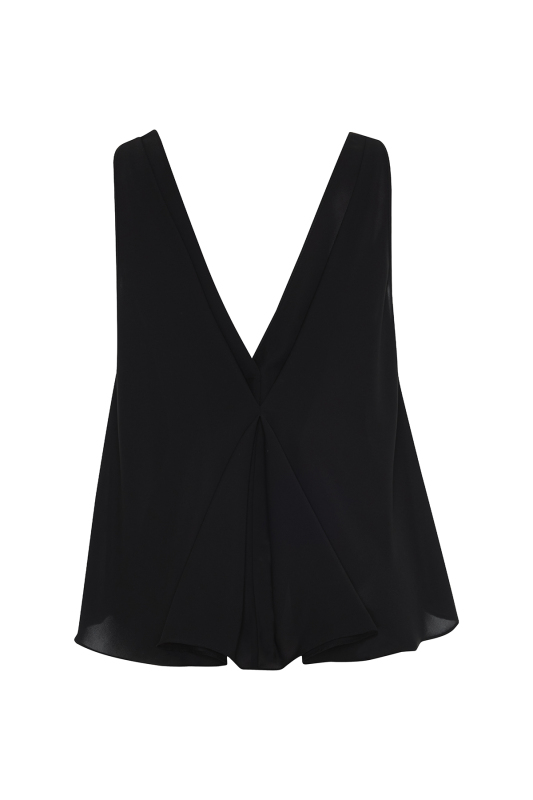 Derin V Yaka Kolsuz Bluz Siyah - 5