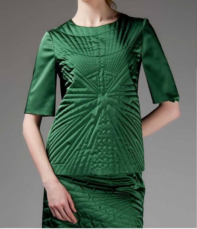  Desenli Bluz Yeşil 