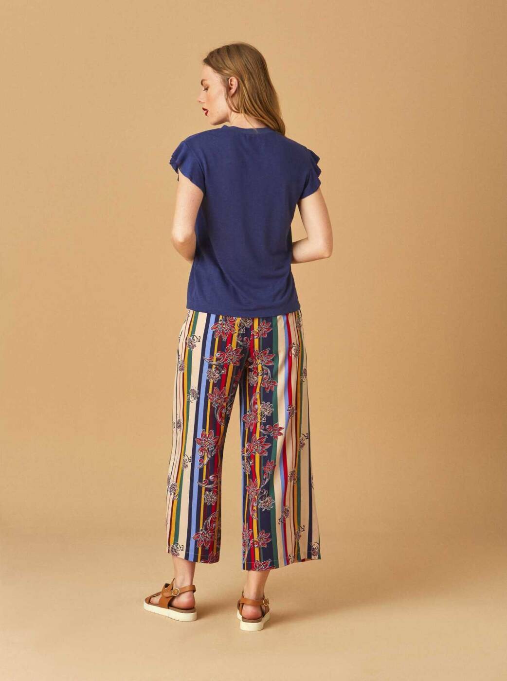 Desenli Bol Paça Kadın Pantolon Multi - 2