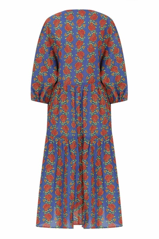 Desenli Günlük Uzun Elbise Standart Renk - 5