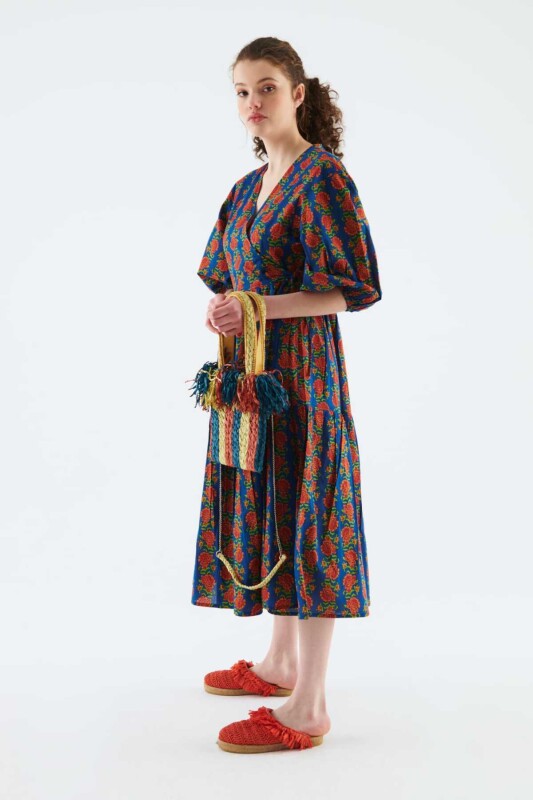 Desenli Günlük Uzun Elbise Standart Renk - 3