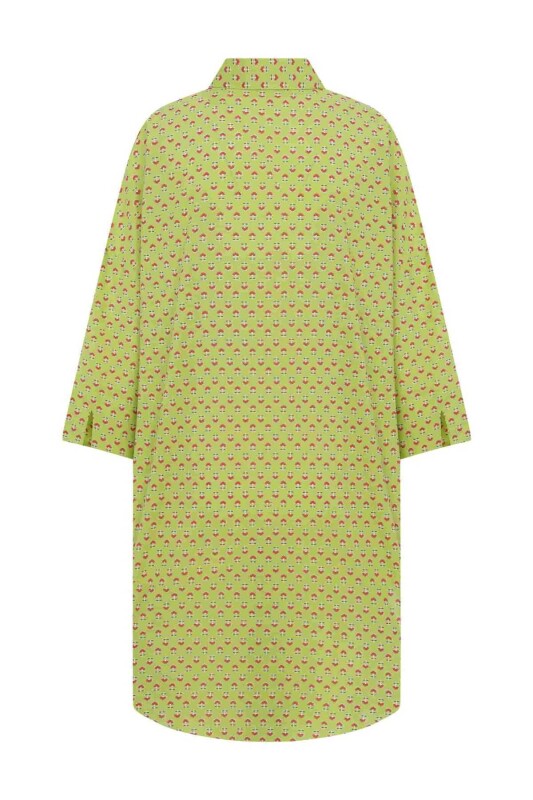 Desenli Kadın Gömlek Elbise Standart Renk - 5