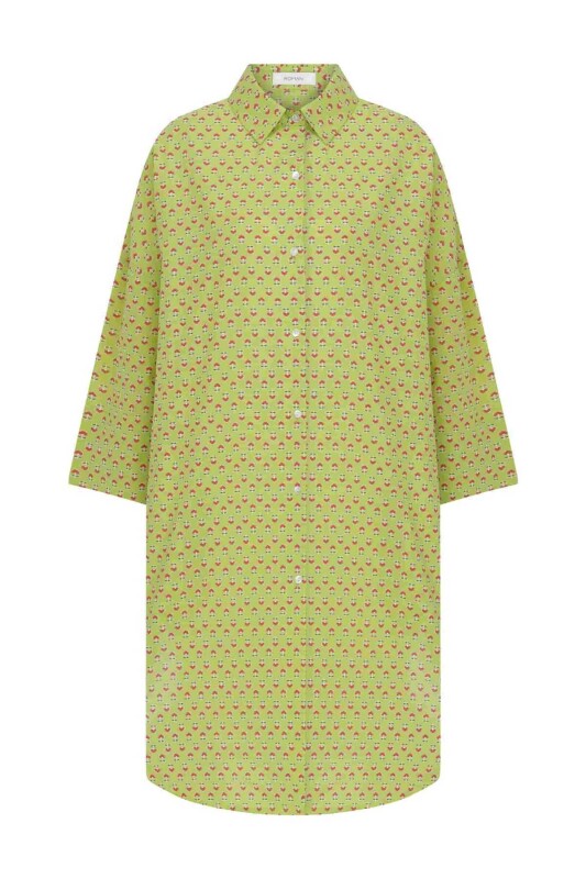 Desenli Kadın Gömlek Elbise Standart Renk - 4