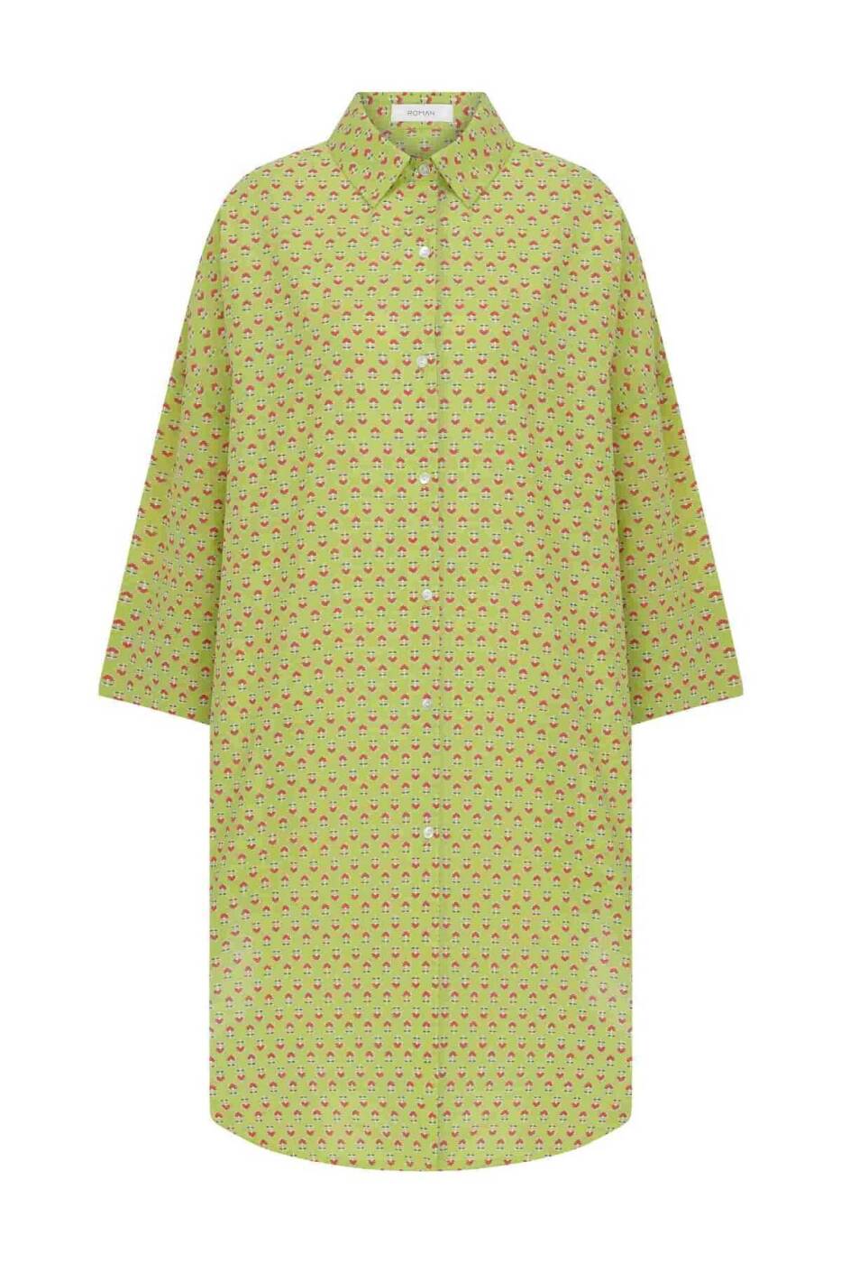 Desenli Kadın Gömlek Elbise Standart Renk - 4