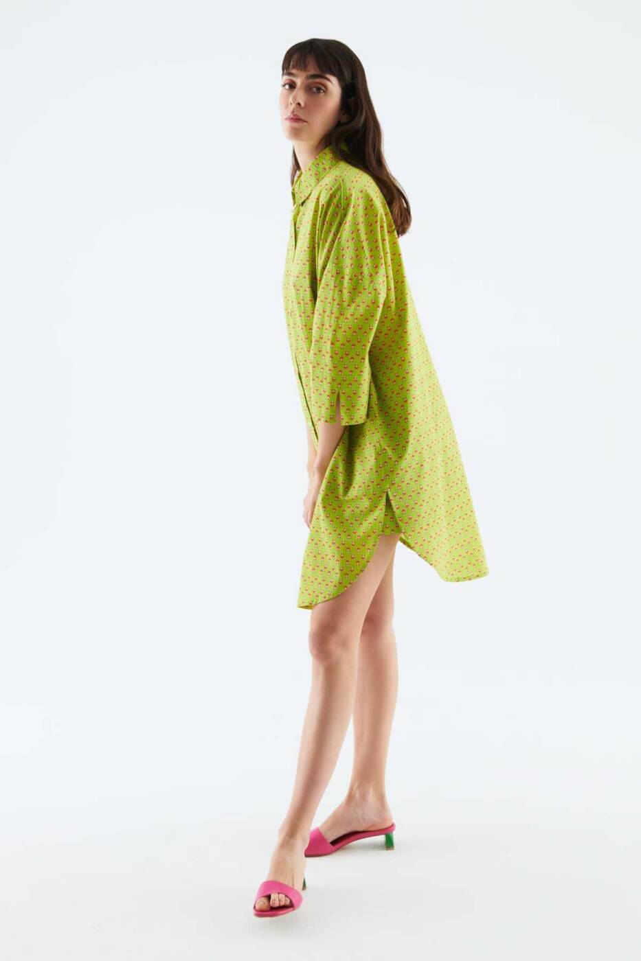 Desenli Kadın Gömlek Elbise Standart Renk - 3