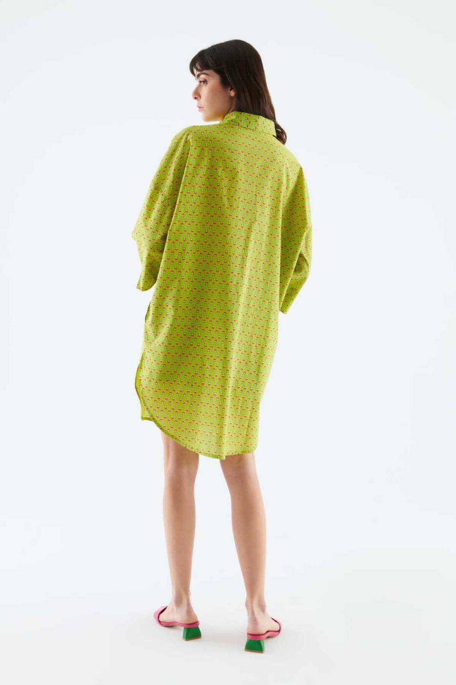 Desenli Kadın Gömlek Elbise Standart Renk - 2