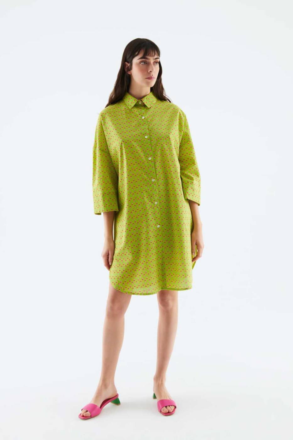 Desenli Kadın Gömlek Elbise Standart Renk - 1