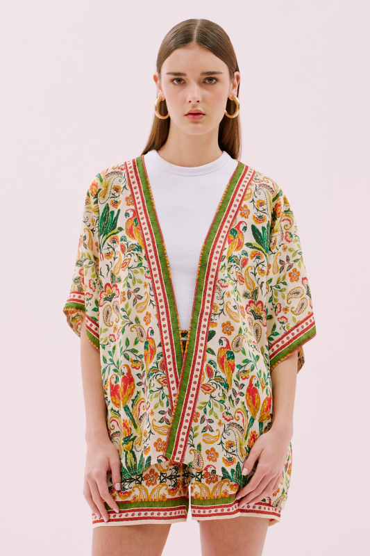 Desenli Kimono Standart Renk 