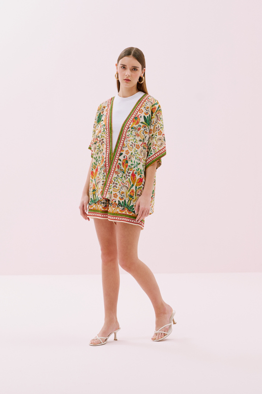 Desenli Kimono Standart Renk - 4