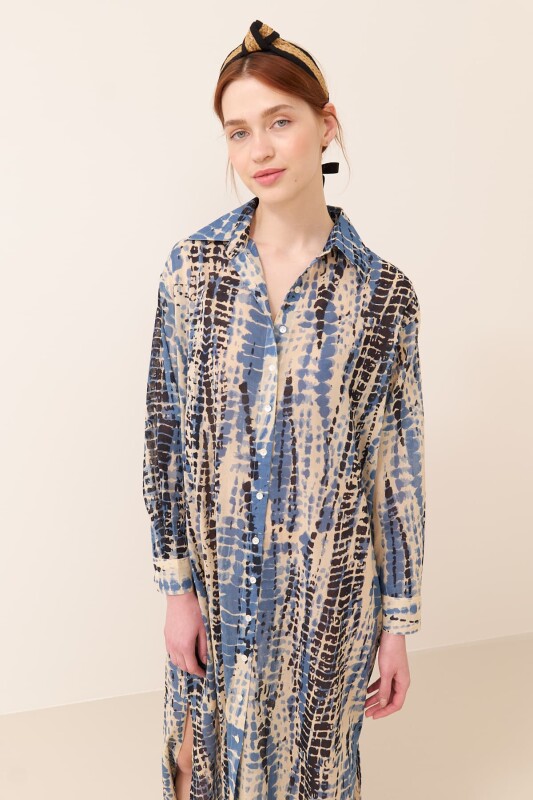 Desenli Maksi Boy Elbise Standart Renk - 3