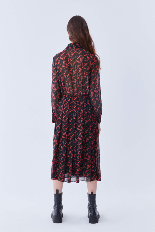  Desenli Midi Boy Elbise Standart Renk - 2