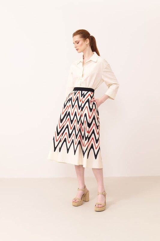 Desenli Midi Boy Etek Standart Renk - 1