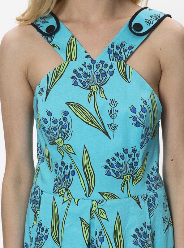 Desenli Midi Elbise Standart Renk - 3