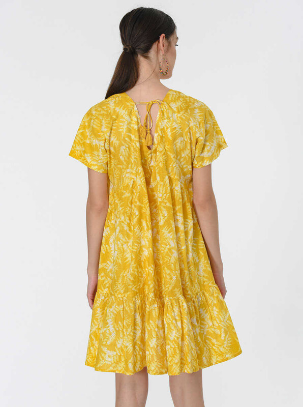 Desenli Mini Elbise Standart Renk - 2