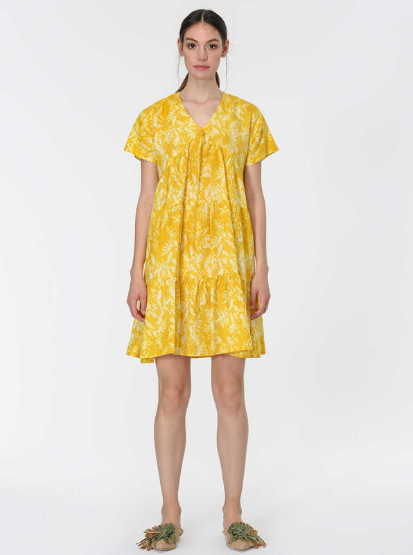 Desenli Mini Elbise Standart Renk - 1