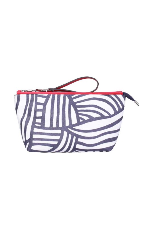 Desenli Portföy Çanta Lacivert - Beyaz - 1