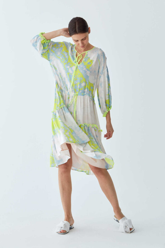 Desenli Salaş Günlük Elbise Standart Renk - 3