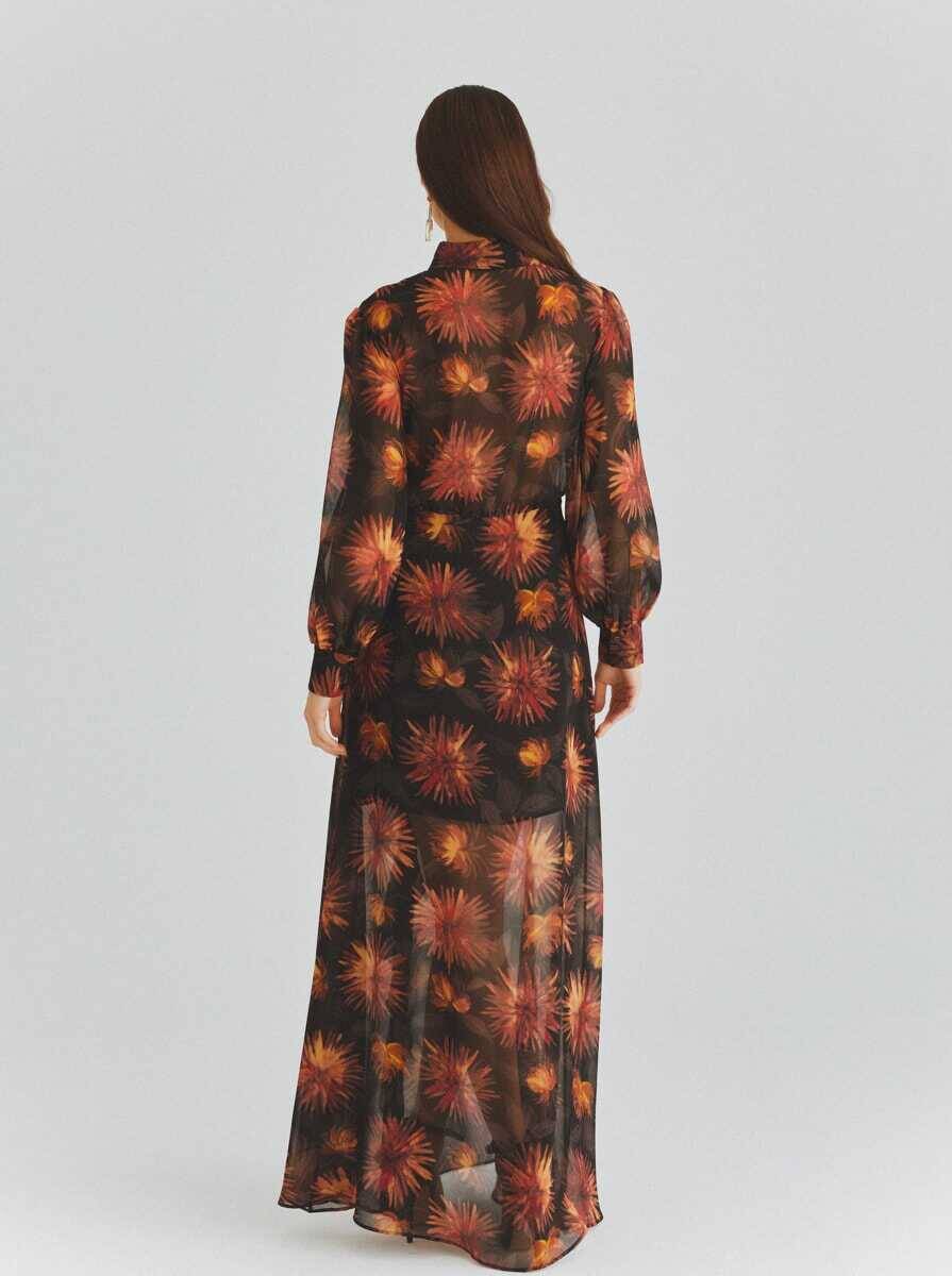  Desenli Şifon Elbise Standart Renk - 2