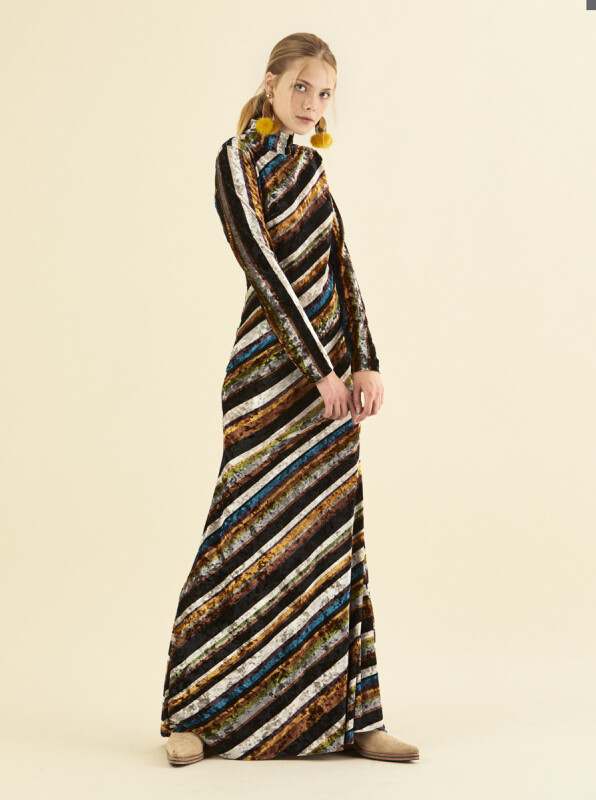  Desenli Uzun Renkli Abiye Elbise Standart Renk - 4