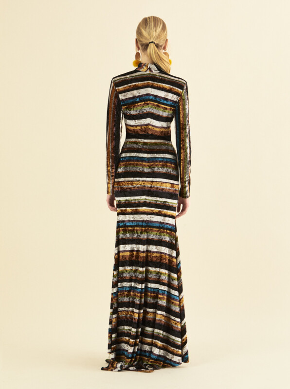  Desenli Uzun Renkli Abiye Elbise Standart Renk - 2