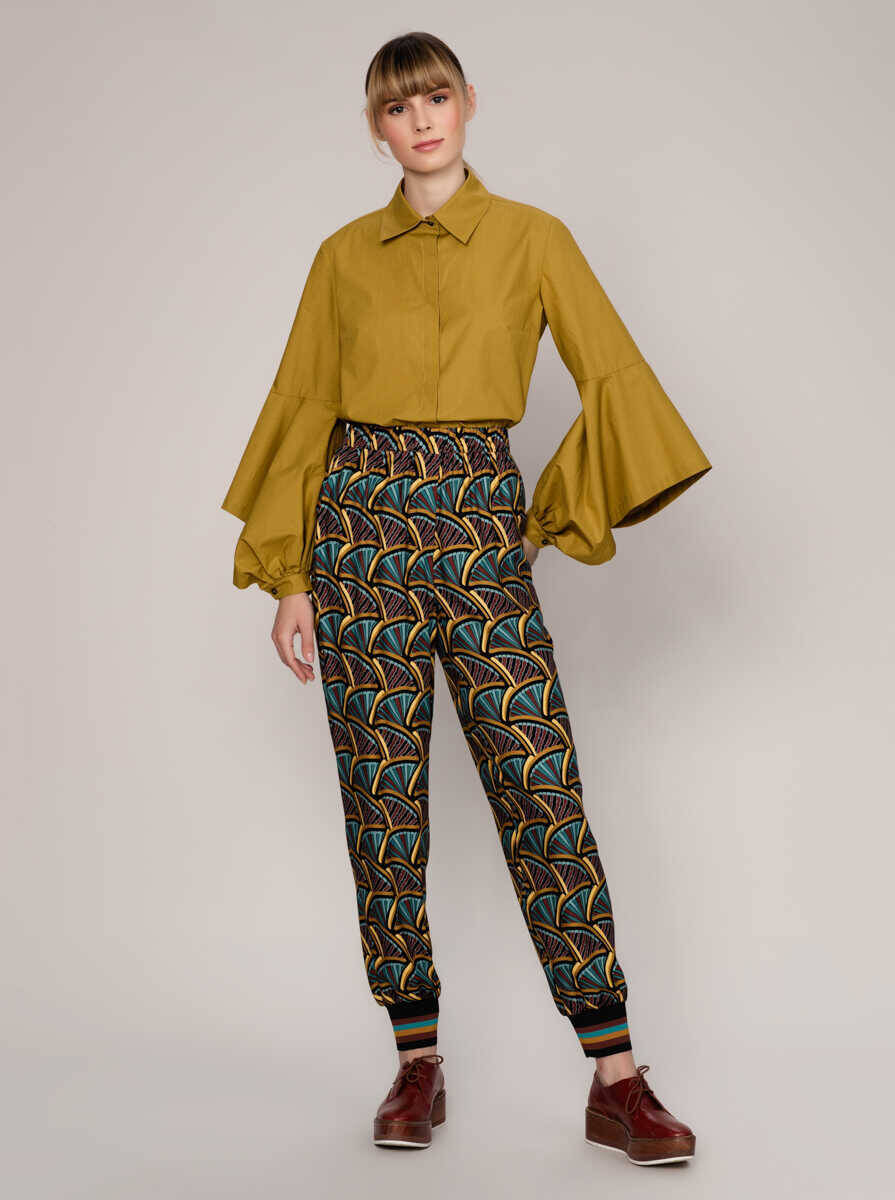  Desenli Ve Paçası Lastikli Renkli Kadın Pantolon Standart Renk - 4