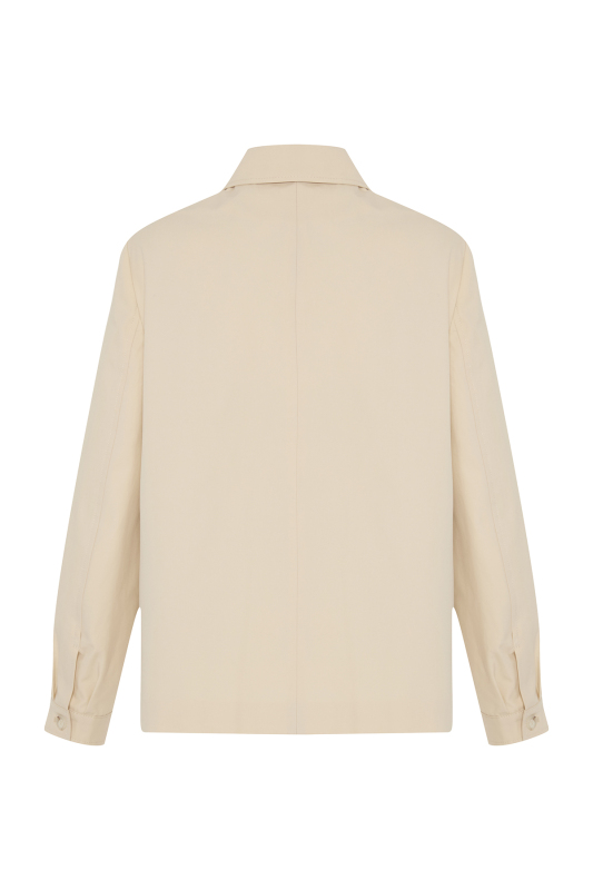 Dört Cepli Önü Düğmeli Ceket Bej - 5