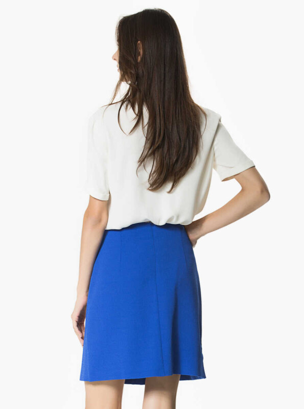 Düğme Detaylı Etek Mavi - 2