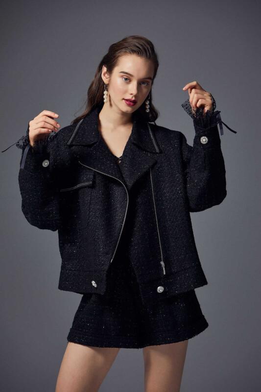  Düğme Detaylı Mont Siyah - 1