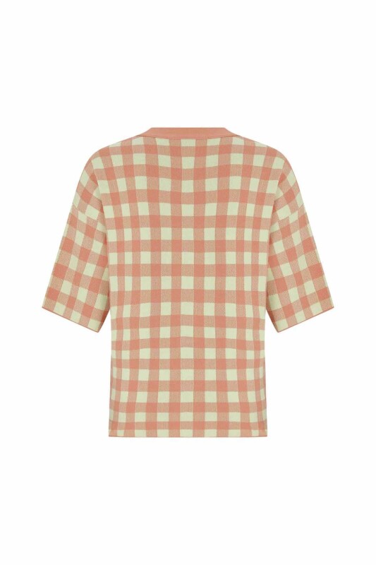 Düğmeli Desenli Triko Hırka Standart Renk - 5