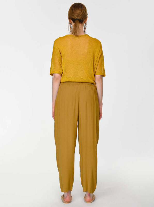 Düğmeli Geniş Pantolon Olive - 2