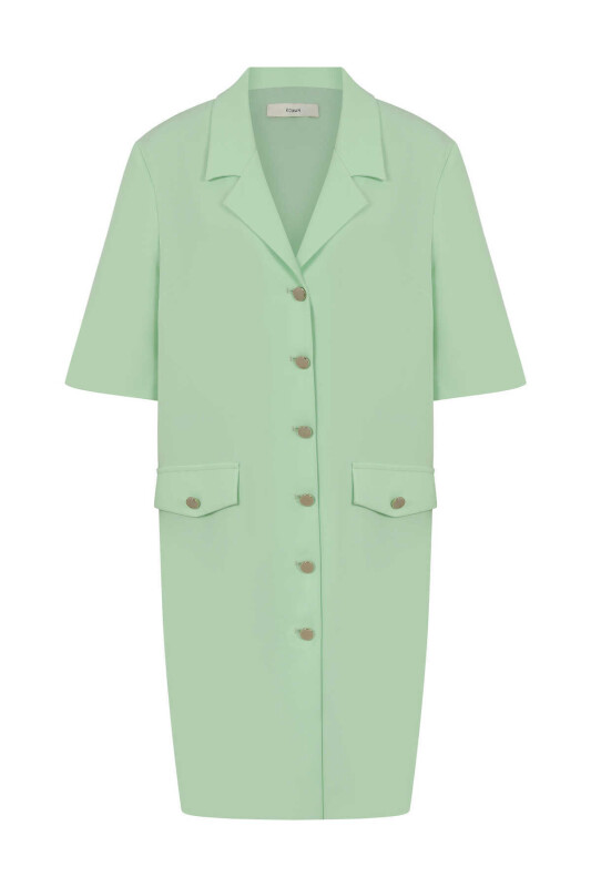 Düğmeli Midi Boy Elbise Yeşil - 4