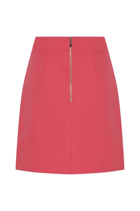Düğmeli Mini Etek Pembe - 5